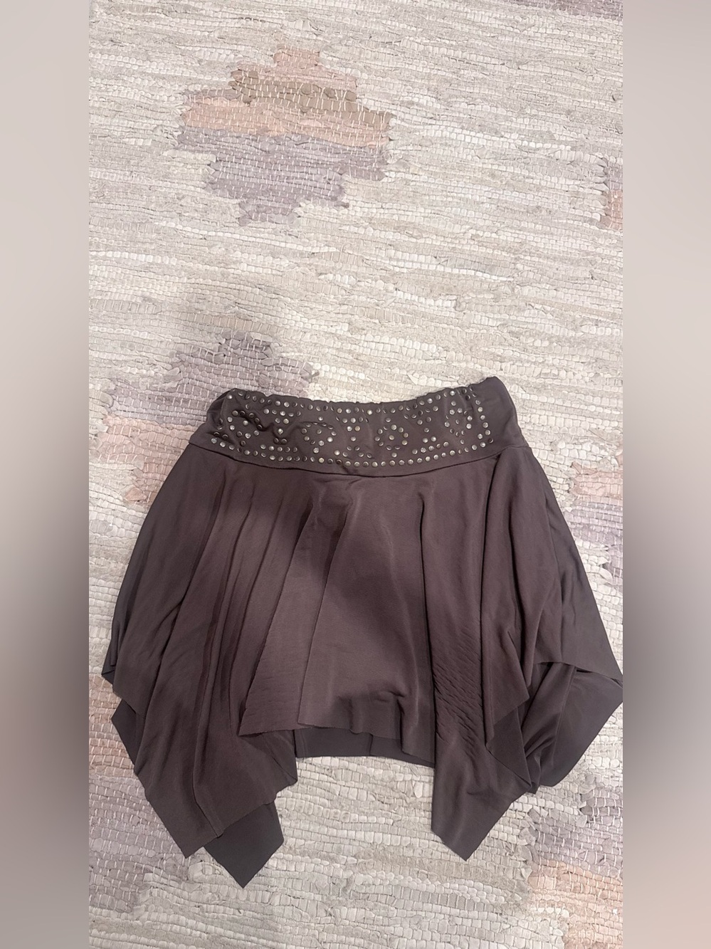 Studded Waist Asymmetric brown Women's Skort